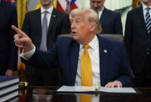 O presidente Donald Trump fala no Salão Oval da Casa Branca durante a assinatura de uma ordem executiva sobre computação quântica, na segunda-feira, 22 de junho de 2026, em Washington — Foto: REUTERS/Jonathan Ernst